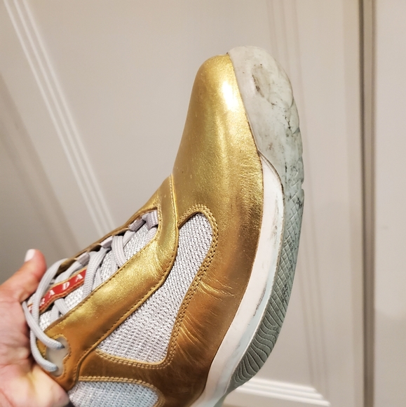 Prada mens sneakers. Gold bike fabric. - Picture 1 of 4